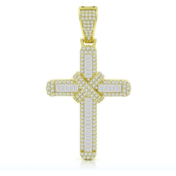 Yellow Gold Plated Cubic Zirconia Cross .925 Sterling Silver Pendant Yellow Gold Plated Cubic Zirconia Cross .925 Sterling Silver Pendant